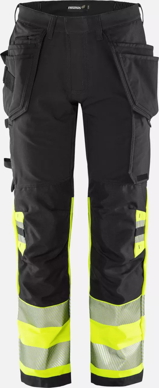 Fristads 134187-196, Green High Vis Craftsman Stretch Trousers Class 1 2643 GSTP, image 1, gallery thumbnail