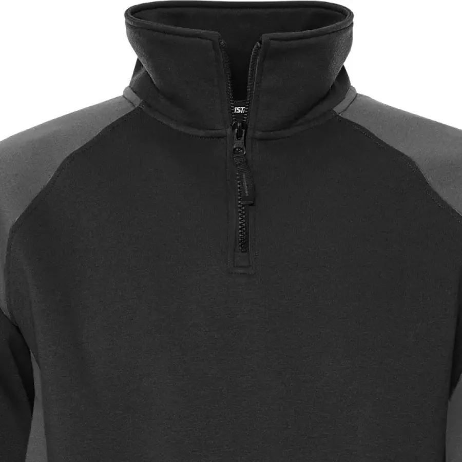 **Stand-Up Collar** adds extra warmth around the neck while giving the sweatshirt a clean, professional look.