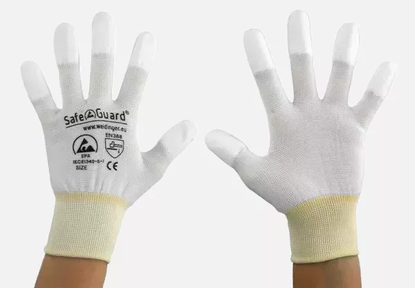 Safeguard DSWL374, ESD Glove, Coated Fingertips (White), image 6, gallery thumbnail