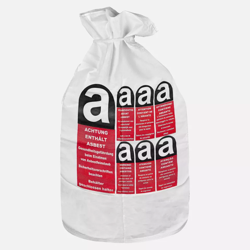 DS Safety PPFBA70L, Prosafe® Big Bag PP Flat Bag 70X110cm, Coated Asbestos Warning Print, image 1, gallery thumbnail