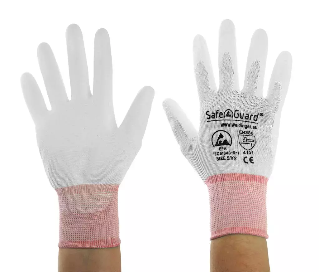 Safeguard DSWL4076, ESD Glove, Coated Palms (White), image 2