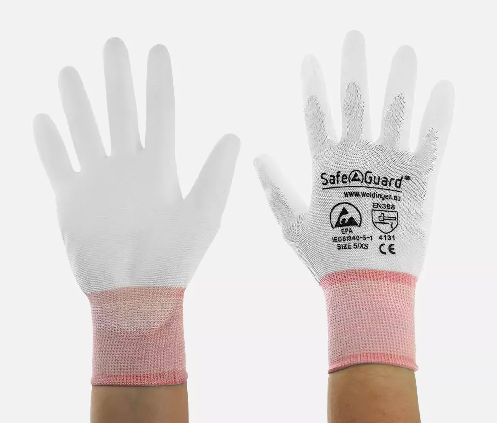 Safeguard DSWL374, ESD Glove, Coated Fingertips (White), image 2