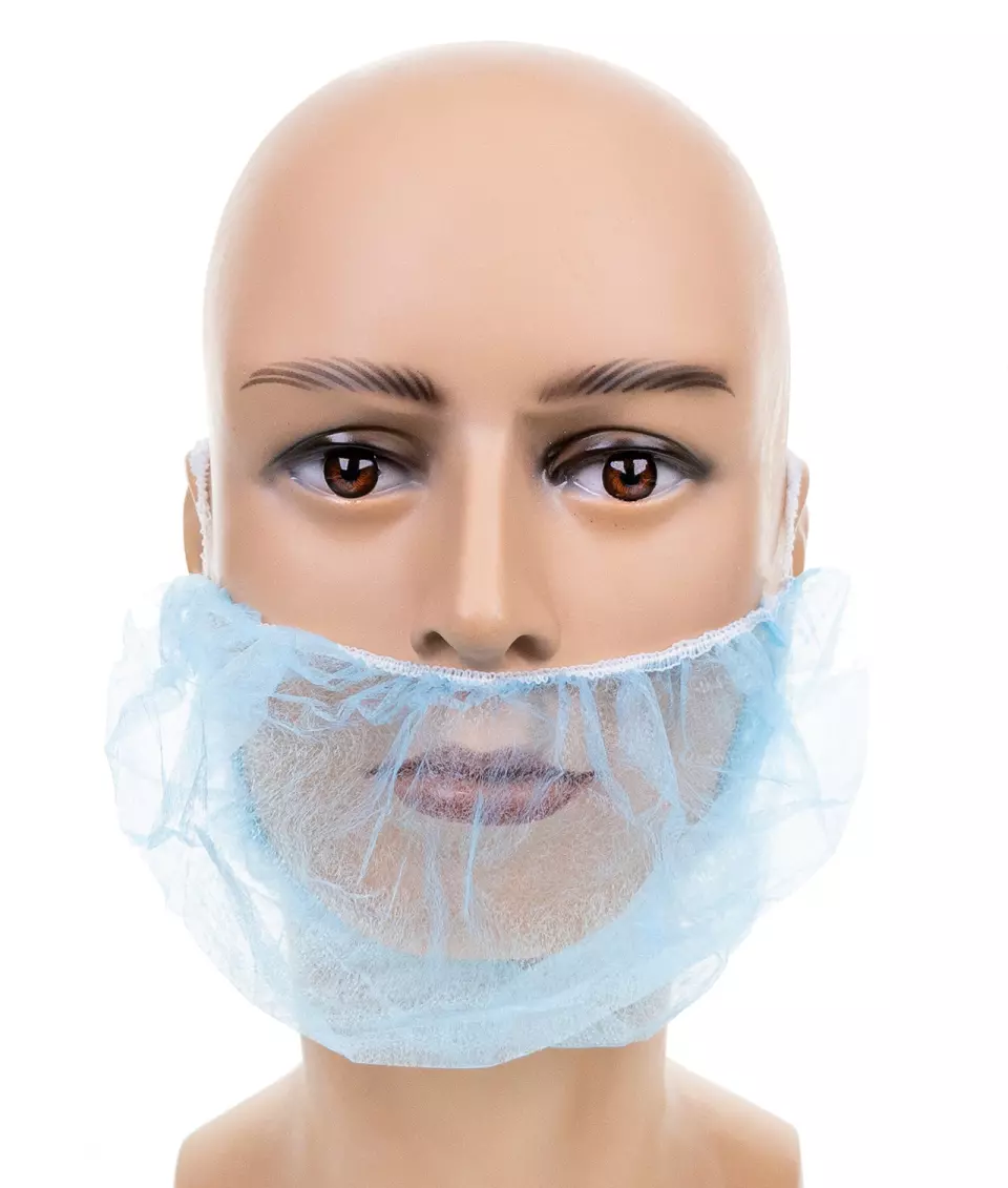 DS Safety BARTB-50, Prosafe® Beard Cover PP Nonwoven, Latex-Free, 50X30, Blue, image 1, gallery thumbnail