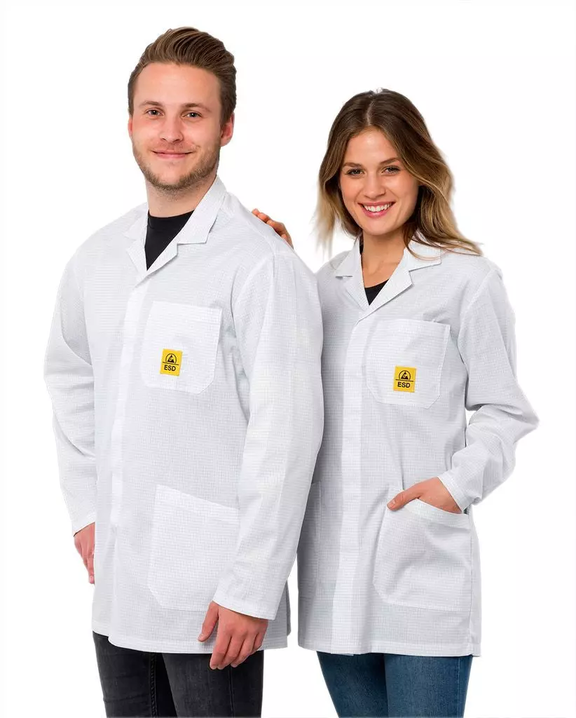 Safeguard® DSWL425, Safeguard® Pro Line ESD Half Length Lab Coat, White, image 1, gallery thumbnail