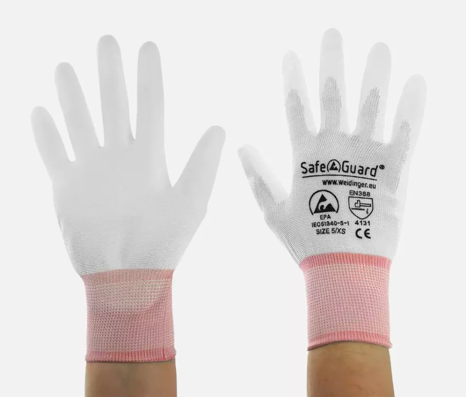 Safeguard DSWL374, ESD Glove, Coated Fingertips (White), image 2, gallery thumbnail