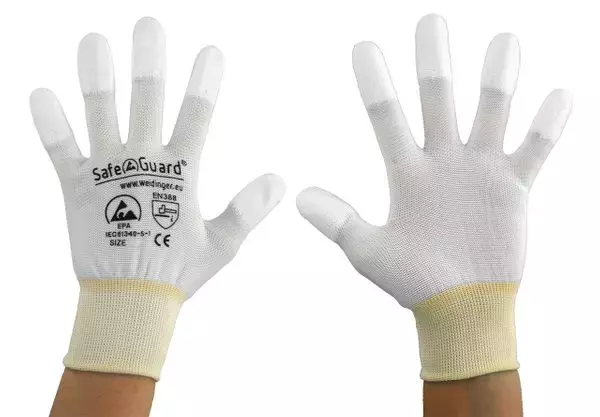 Safeguard® DSWL374, Safeguard® ESD-handske, belagda fingertoppar (vit), image 6, gallery thumbnail