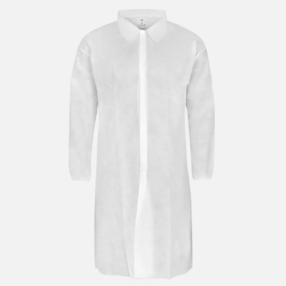 DS Safety PPKI50, Prosafe® PP Lab Coat, 50 g/m², 4 Press Studs, Collar, Elastic Cuffs, image 2, gallery thumbnail