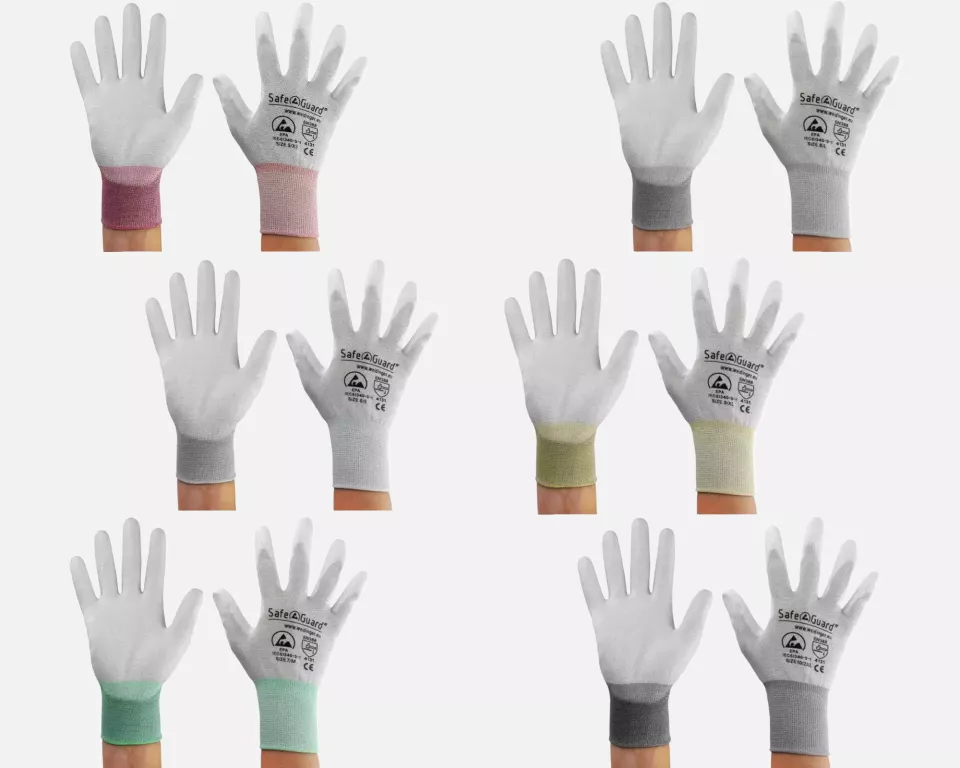 Safeguard DSWL39, ESD Glove, Coated Palm (Grey), image 1, gallery thumbnail