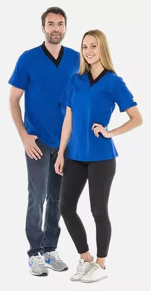 Safeguard DSWL35374-5XL, ESD T-Shirt, V-Neck, Royal Blue/Black, Size 5XL, image 1
