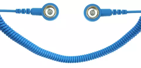 Safeguard ESD Spiral Cable, 2 Mohm, Light Blue