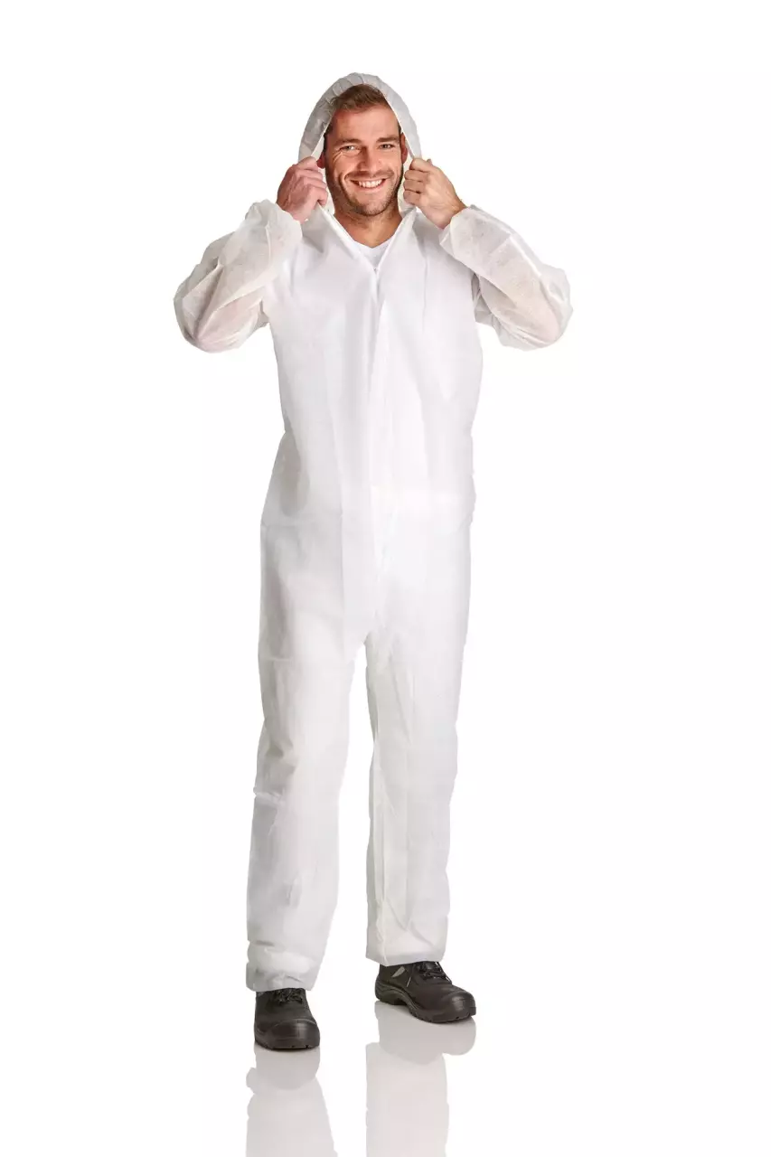 DS Safety PP50, Prosafe® PP Coverall with Hood, Elasticated Cuffs, Ankles and Waist, image 1, gallery thumbnail