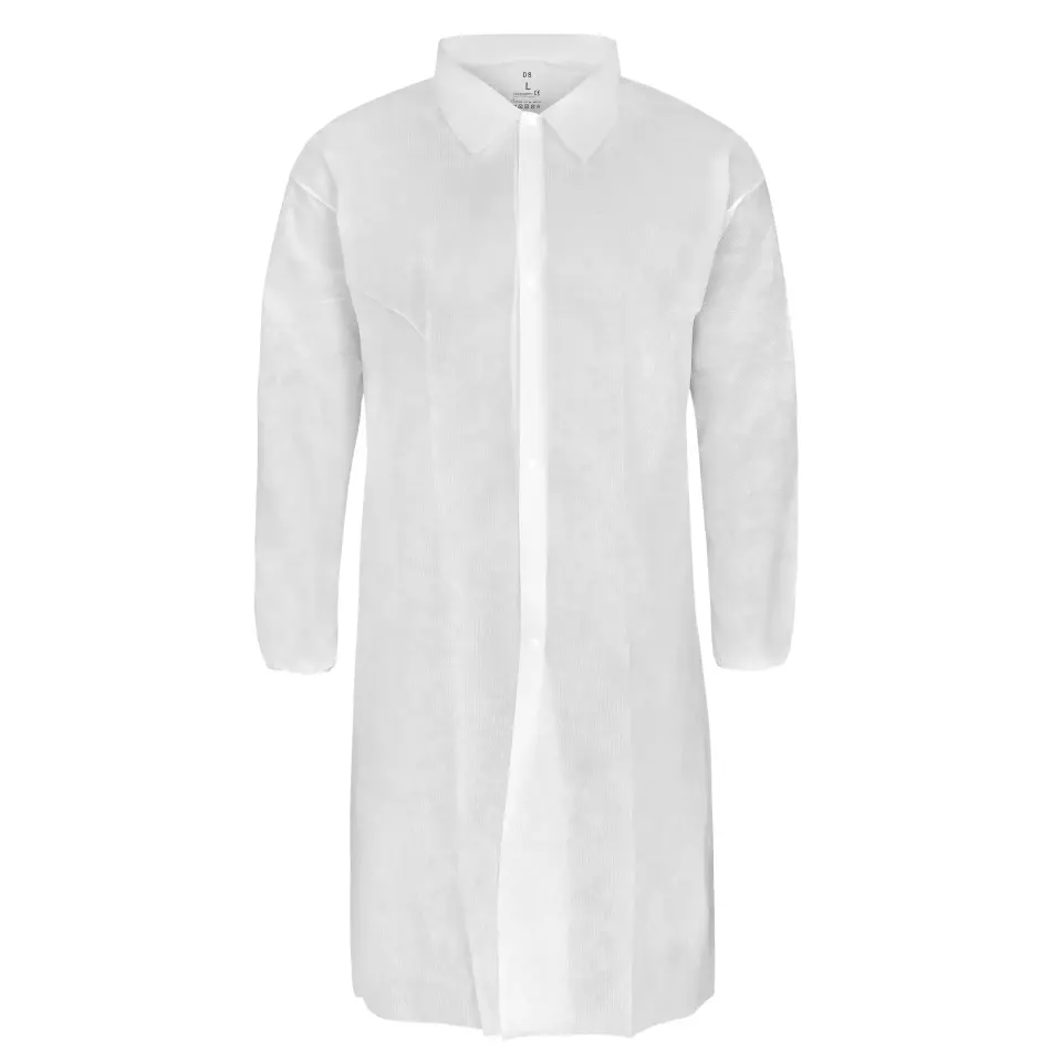 DS Safety PPKI40, Prosafe® PP Lab Coat, 40 g/m², 4 Press Studs, Collar, Elastic Cuffs, image 2, gallery thumbnail