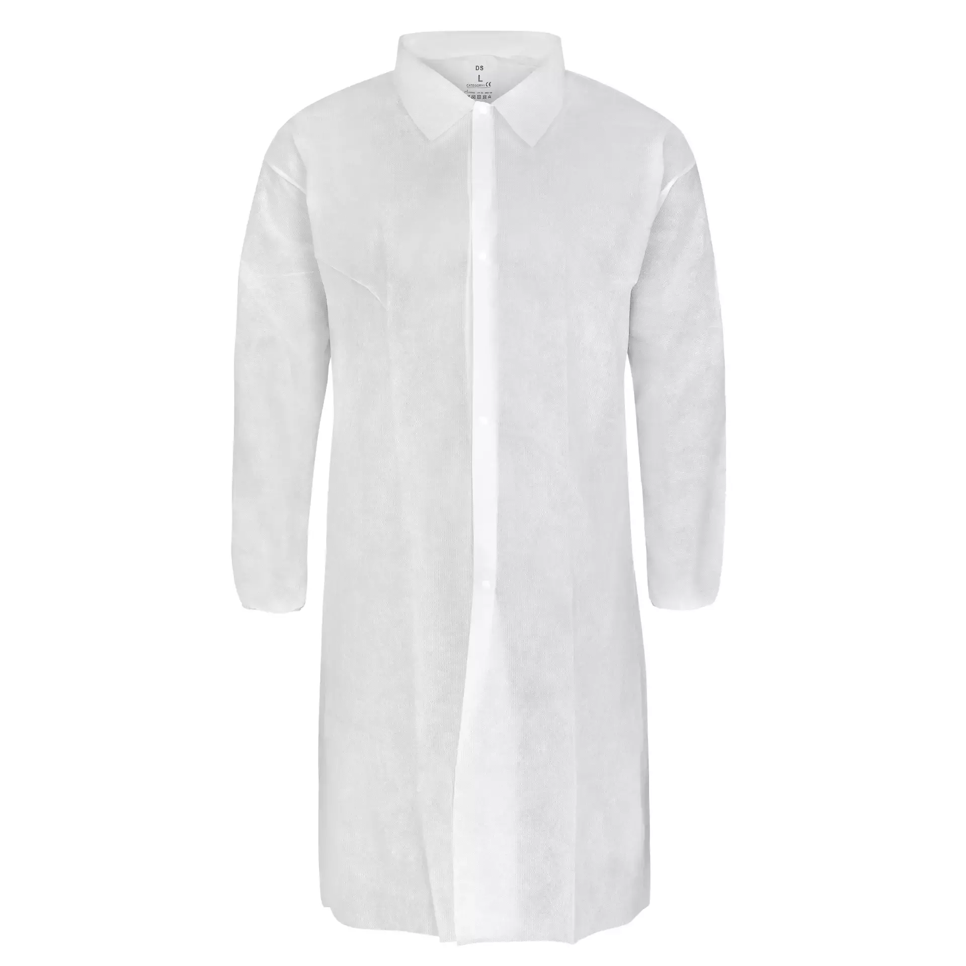 DS Safety PPKI50, Prosafe® PP Lab Coat, 50 g/m², 4 Snap Buttons, Collar, Elastic Cuffs, image 2