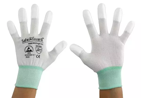 Safeguard® DSWL374, Safeguard® ESD-handske, belagda fingertoppar (vit), image 4, gallery thumbnail
