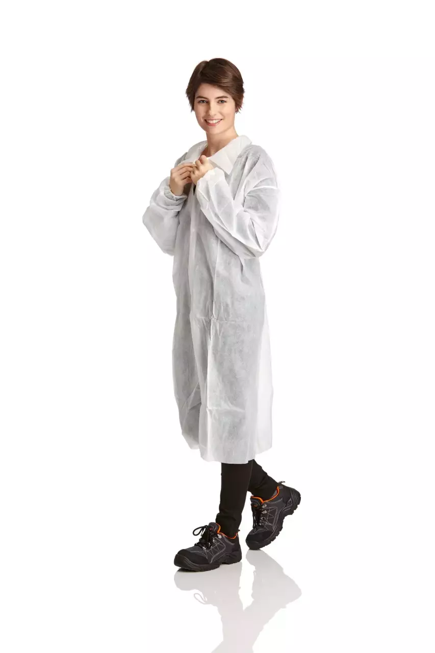 DS Safety Prosafe® PP Lab Coat, 40 g/m², 4 Press Studs, Collar, Elastic Cuffs