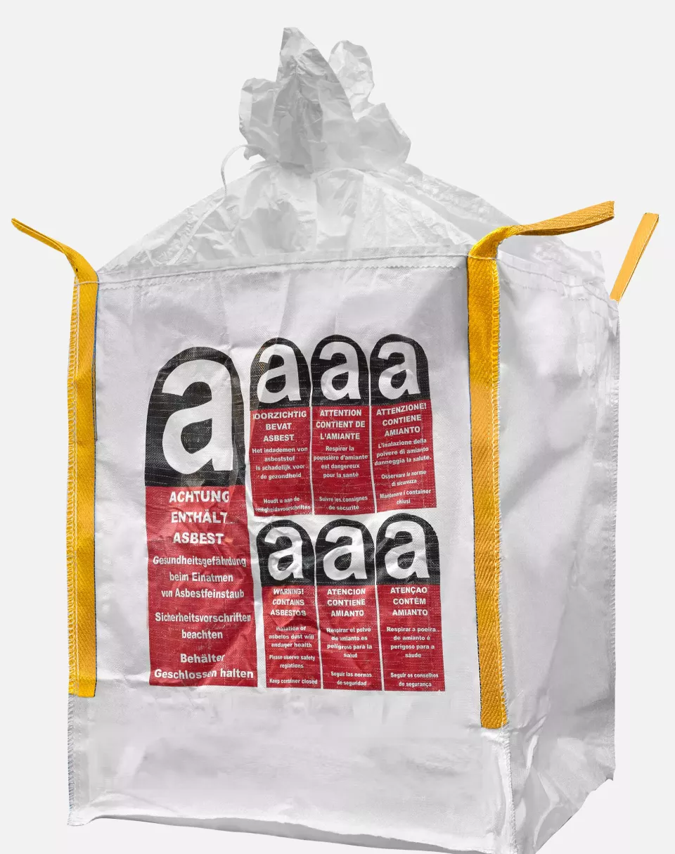 DS Safety BBA90PE, Prosafe® Big Bag 90x90x110cm, Asbestos Warning Print, PE Liner, image 1, gallery thumbnail
