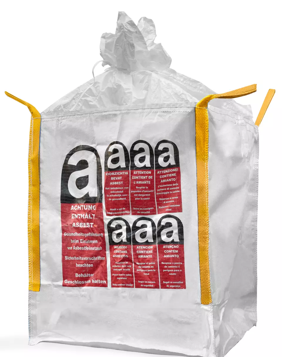 DS Safety BBA135, Prosafe® Big Bag 135X135X130cm, Coated, Asbestos Warning Print, image 1, gallery thumbnail