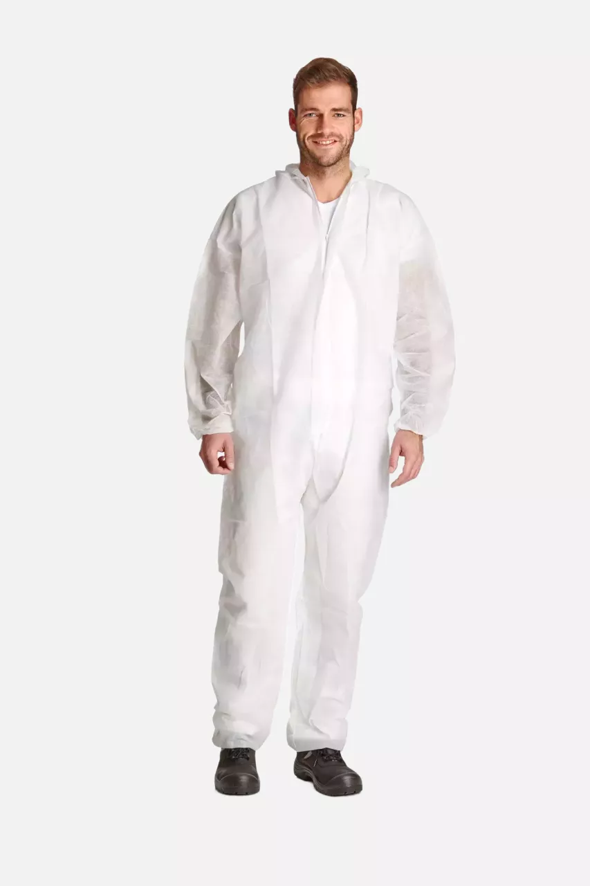 DS Safety PP40, Prosafe® PP Coverall with Hood, Elasticated Cuffs, Ankles and Waist, image 1, gallery thumbnail