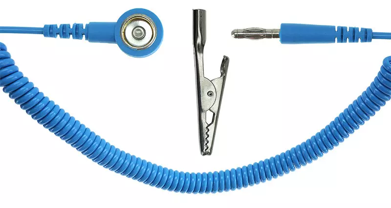 Safeguard DSWL20500, ESD Spiralkabel, 1 Mohm, Hellblau, 2, 4 M