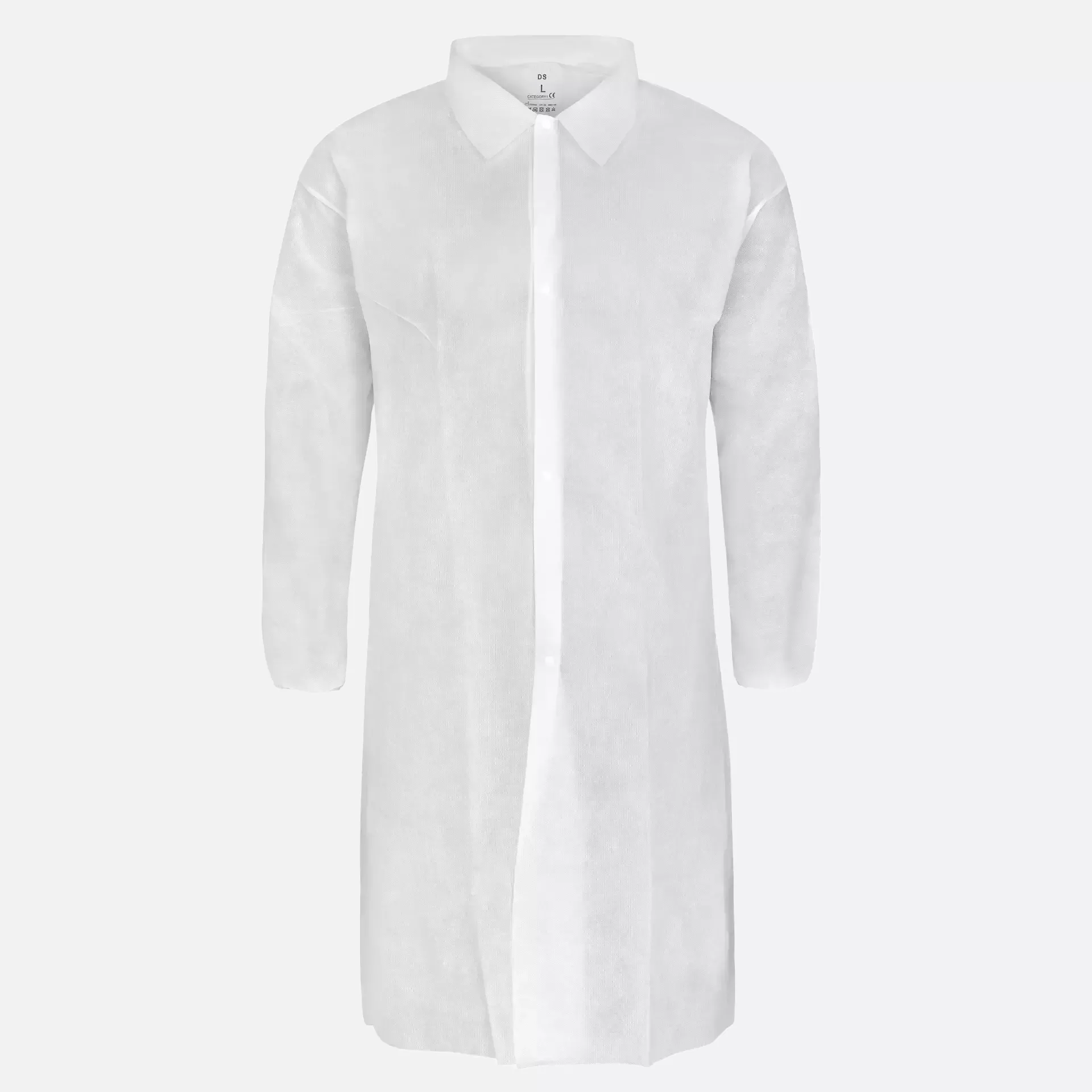 DS Safety PPKI40, Prosafe® PP Lab Coat, 40 g/m², 4 Press Studs, Collar, Elastic Cuffs, image 2
