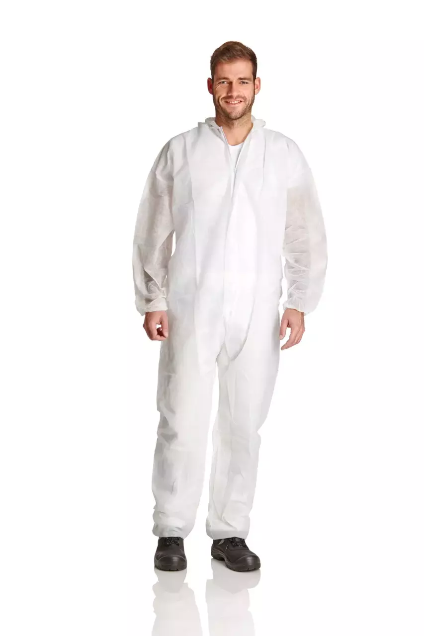 DS Safety PP40, Prosafe® PP Coverall with Hood, Elasticated Cuffs, Ankles and Waist, image 1, gallery thumbnail