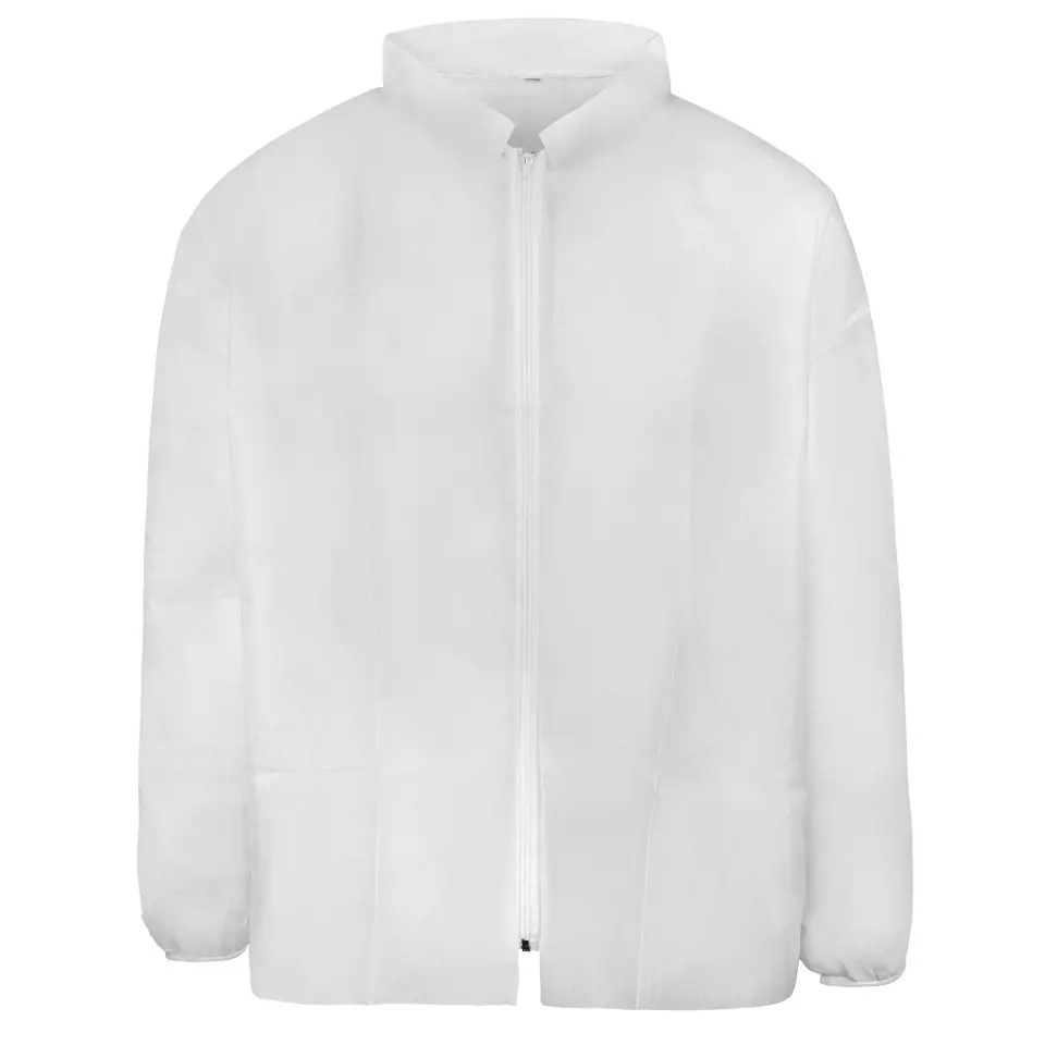 DS Safety PPJA, Prosafe® PP Jacket, 28 g/m², Double Stand-Up Collar, White, image 1, gallery thumbnail