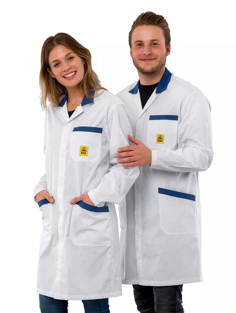 Safeguard DSWL424, Pro Line ESD Work Coat, White/Blue