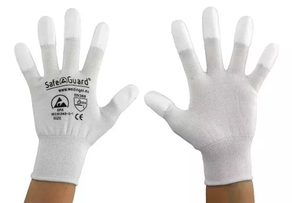 Safeguard® DSWL374, Safeguard® ESD-handske, belagda fingertoppar (vit), image 3, gallery thumbnail