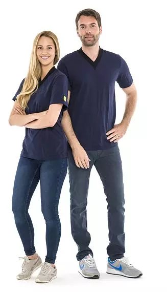 Safeguard DSWL44417-5XL, ESD T-shirt, V-neck, navy blue/black, Size 5XL, image 1