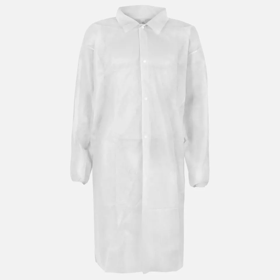 DS Safety PPKIW, Prosafe® PP Lab Coat, 28 g/m², 4 Press Studs, Collar, image 1, gallery thumbnail