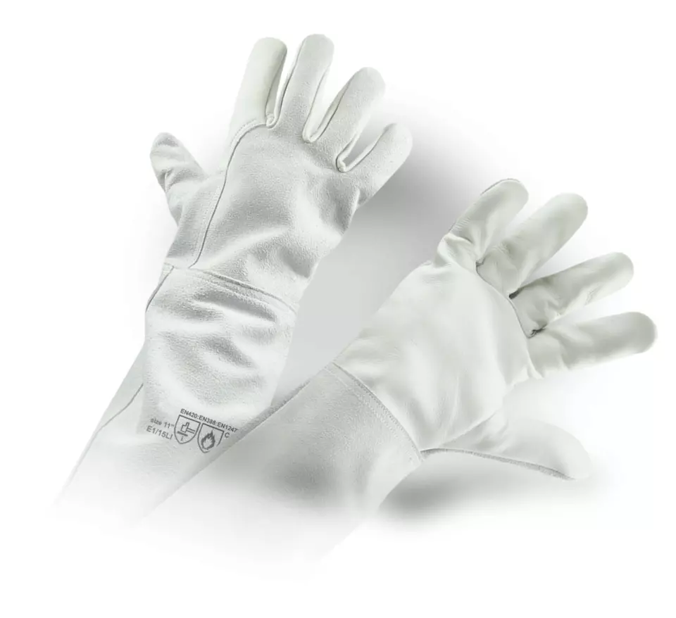 VM Footwear E1-15LI-11, Protective Welding Gloves, Size 11, image 1, gallery thumbnail