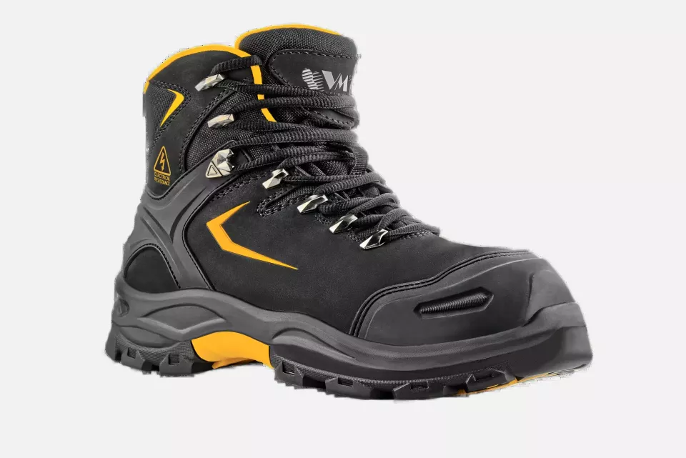 VM Footwear 6400-SBEP, WASHINGTON Dielectrical Safety Ankle Shoes, SBEP, Black/Yellow, image 1, gallery thumbnail