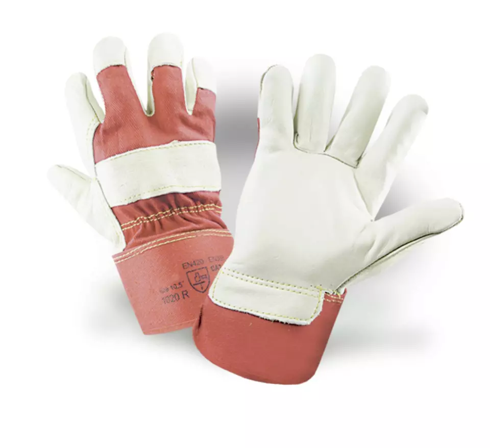 VM Footwear 1020R, Protective Work Gloves, White/Red, image 1, gallery thumbnail