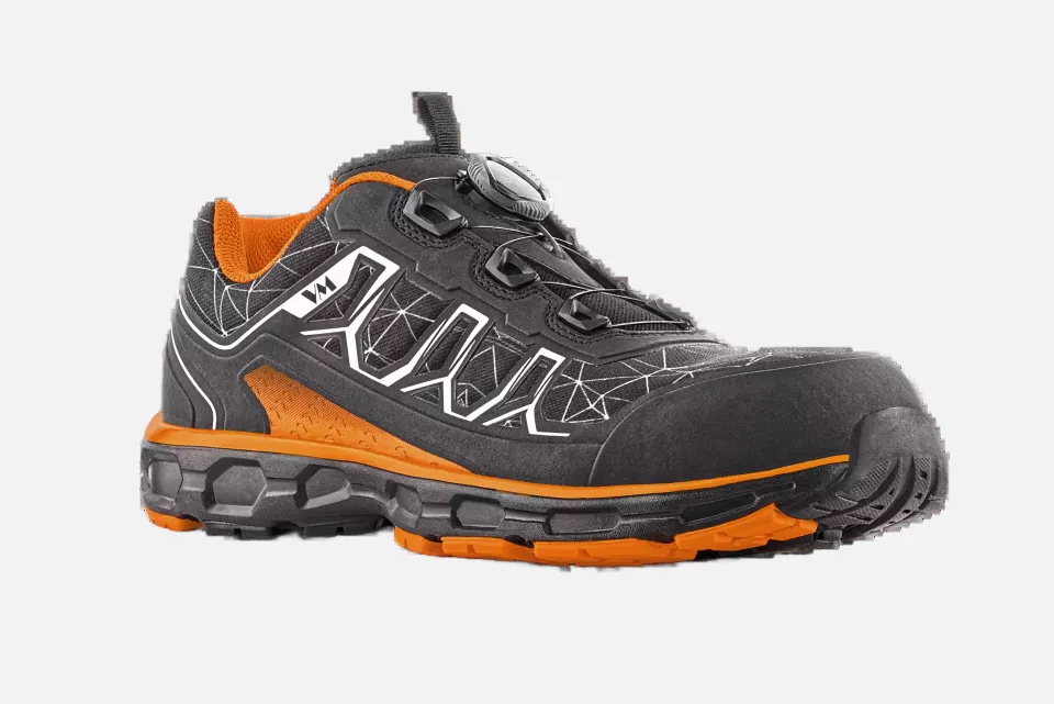 VM Footwear 6335-S1P, LOUISIANA Safety Low Shoes, S1P, Black/Orange, image 1, gallery thumbnail