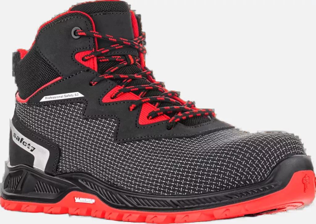 VM Footwear 8180-S3ESD, SACRAMENTO Safety Ankle Shoes, S3, Black/Red, image 1