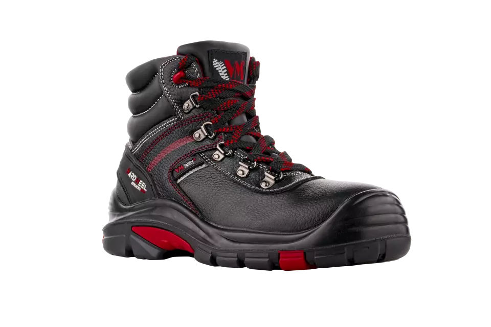 VM Footwear 5070-S3, NORWICH Safety Ankle Shoes, S3, Black/Red