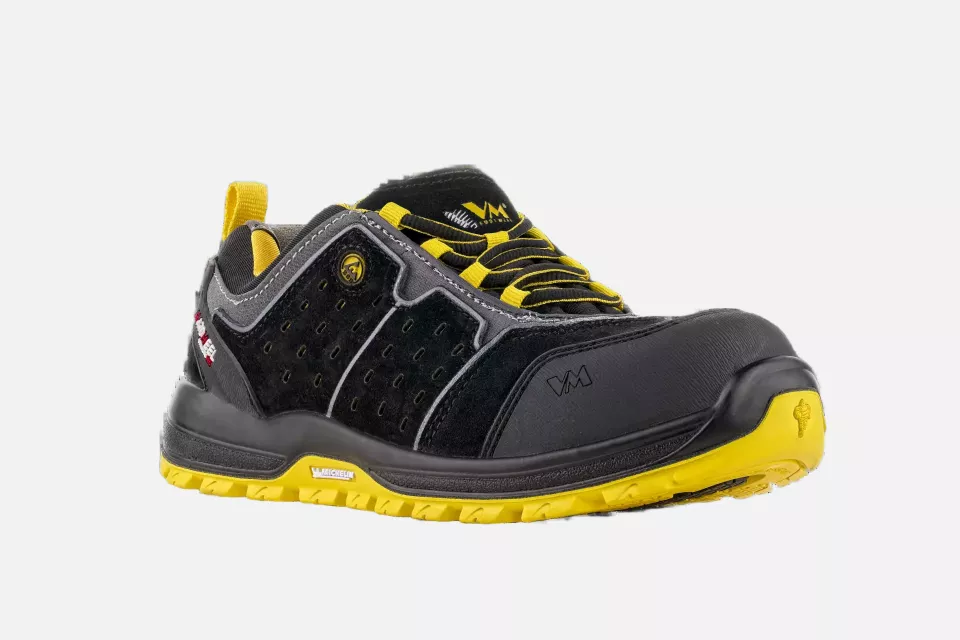 VM Footwear 8125-S1PLESD, INDIANA Safety Low Shoes, S1P, Black/Yellow, image 1, gallery thumbnail