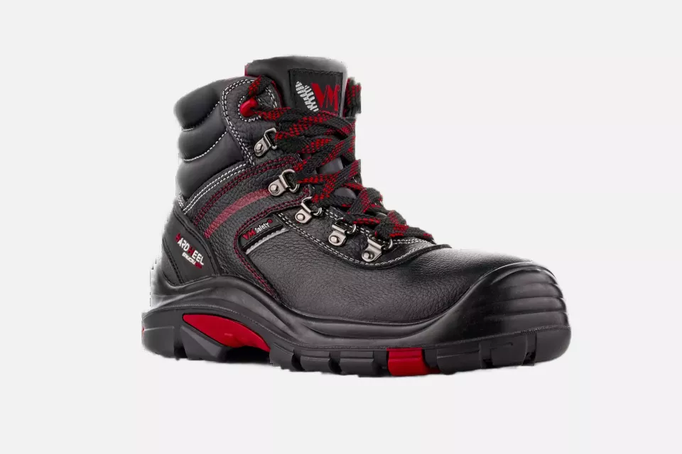 VM Footwear 5070-S3, NORWICH Safety Ankle Shoes, S3, Black/Red, image 1, gallery thumbnail