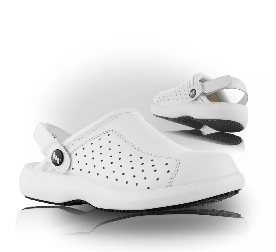 VM Footwear 3995-OB, LINZ Occupational Sandals, OB, White/Black, image 1, gallery thumbnail