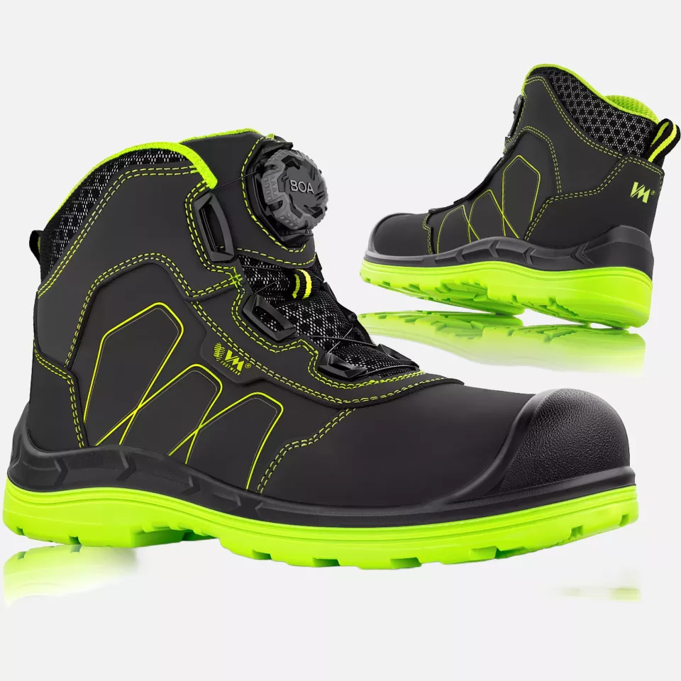 VM Footwear 2650-S3LBOA, GROSSETO Mid BOA Safety Shoes S3L, Black/Green, image 1, gallery thumbnail