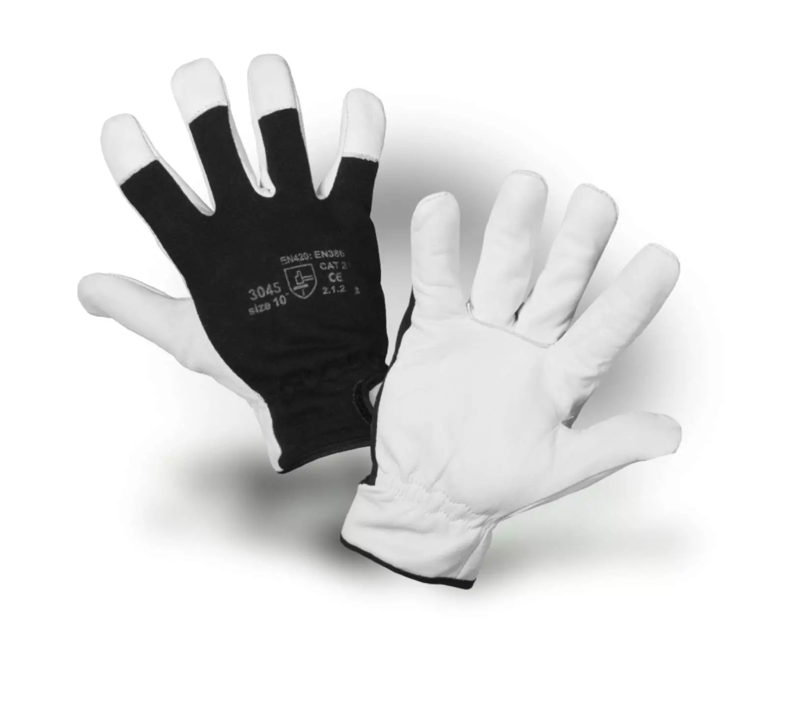 VM Footwear 3045, Protective Work Gloves, Black/White