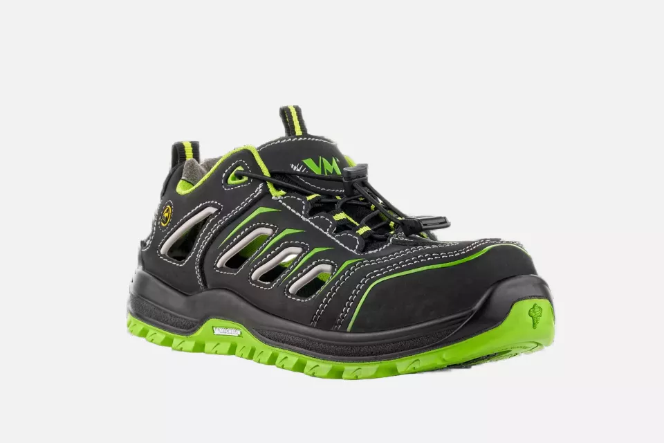 VM Footwear 8115-S1PLESD, VANCOUVER Safety Sandals, S1P, Black/Lime, image 1, gallery thumbnail