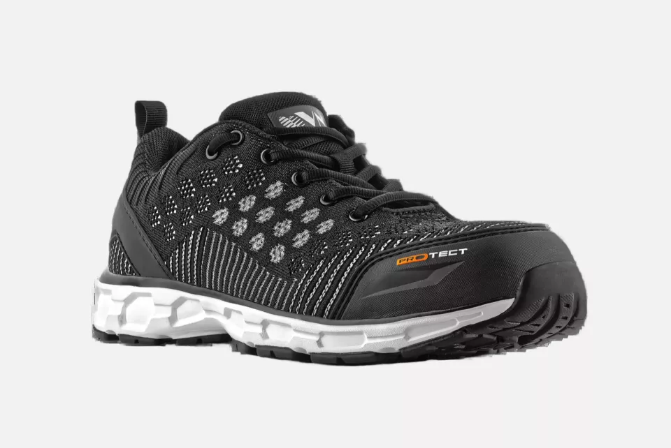 VM Footwear 6345-S1P, MONTGOMERY Safety Low Shoes, S1P, Black/White, image 1, gallery thumbnail