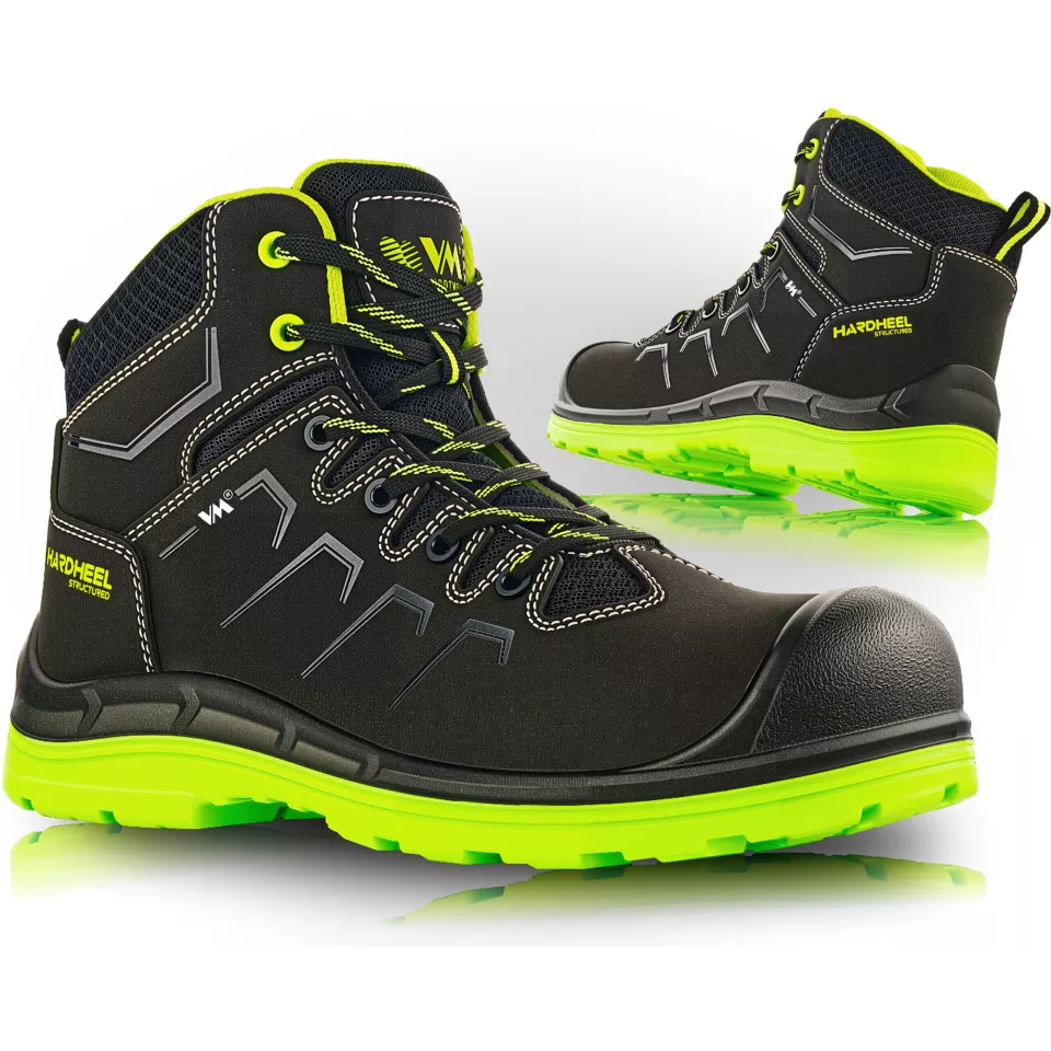 VM Footwear 2690-O2, SALERNO Mid Occupational Shoes, Black/Green, image 1, gallery thumbnail