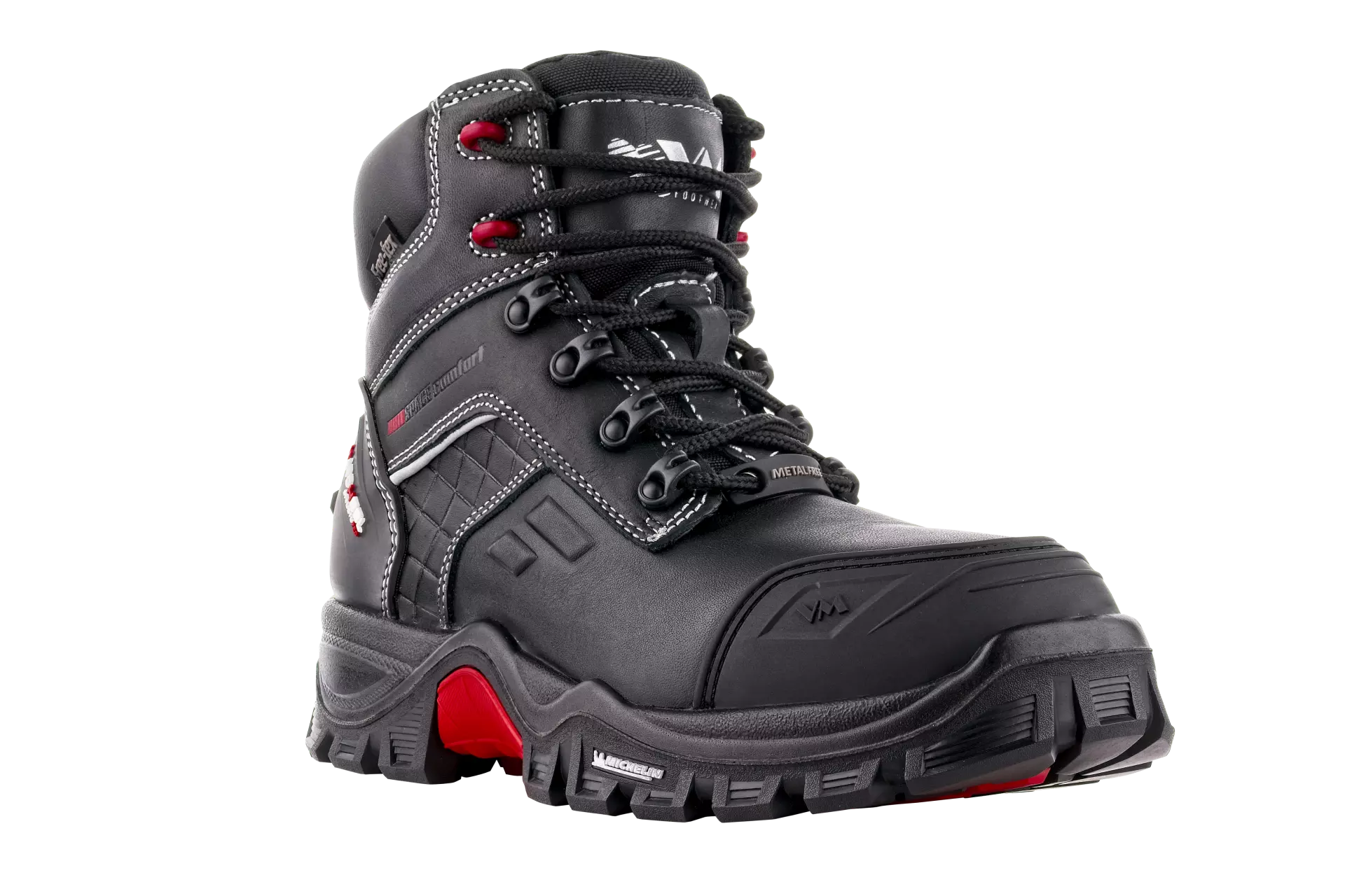 VM Footwear 7140-S3, ROCKFORD Safety Ankle Shoes, S3, Black/Red, image 1