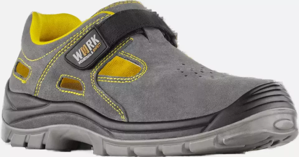 VM Footwear 3345-S1, SPLIT Safety Sandals, S1, Gray/Yellow, image 1, gallery thumbnail