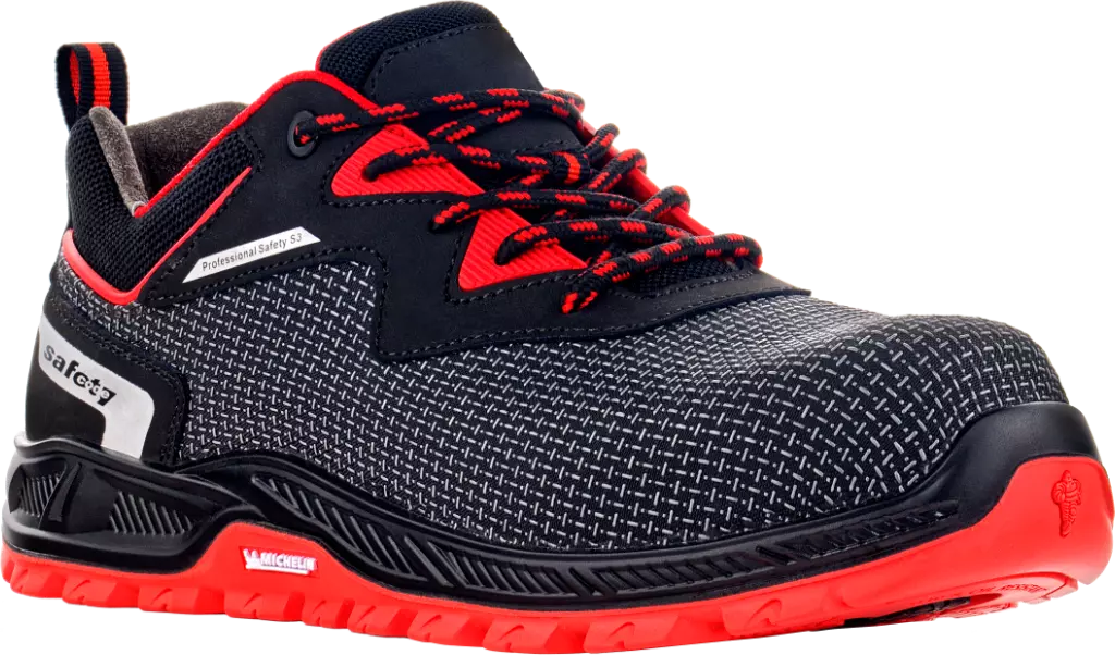 VM Footwear 8185-S3ESD, MILWAUKEE Safety Low Shoes, S3, Black/Red, image 1