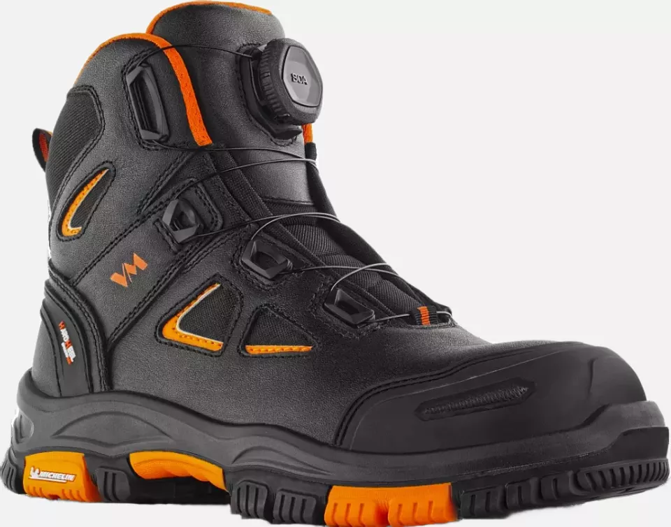 VM Footwear 6420-S3, HARTFORD Safety Ankle Shoes, S3, Black/Orange, image 1, gallery thumbnail
