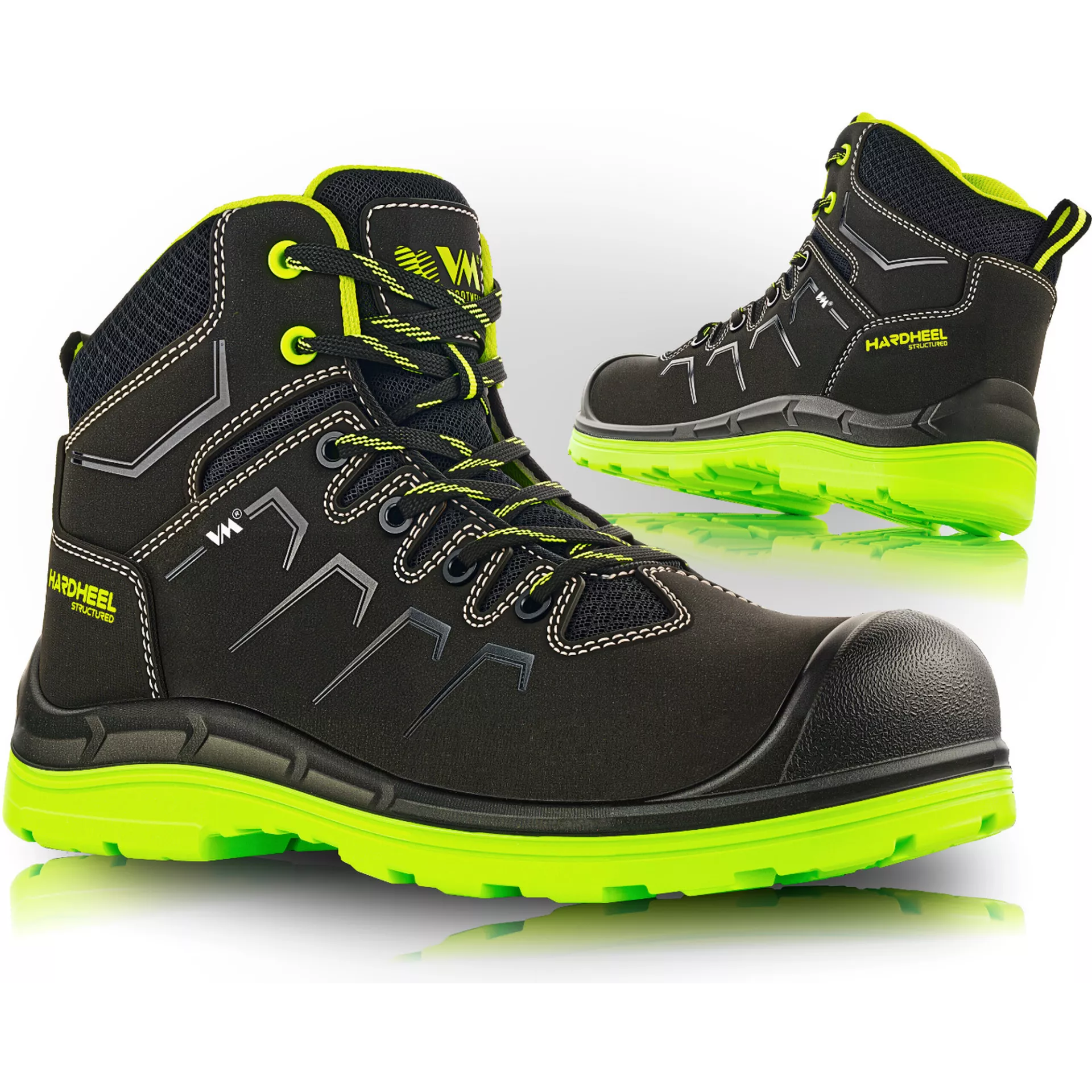 VM Footwear 2690-O2, SALERNO Mid Occupational Shoes, Black/Green, image 1