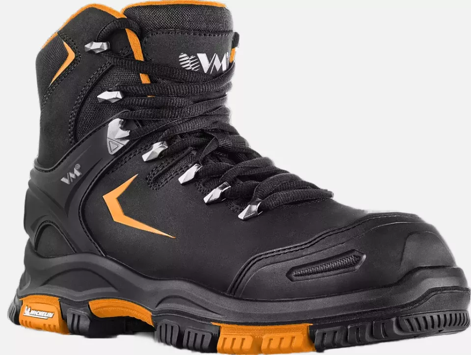 VM Footwear 6440-S3, LOS ANGELES Safety Ankle Shoes, S3, Black/Orange, image 1, gallery thumbnail